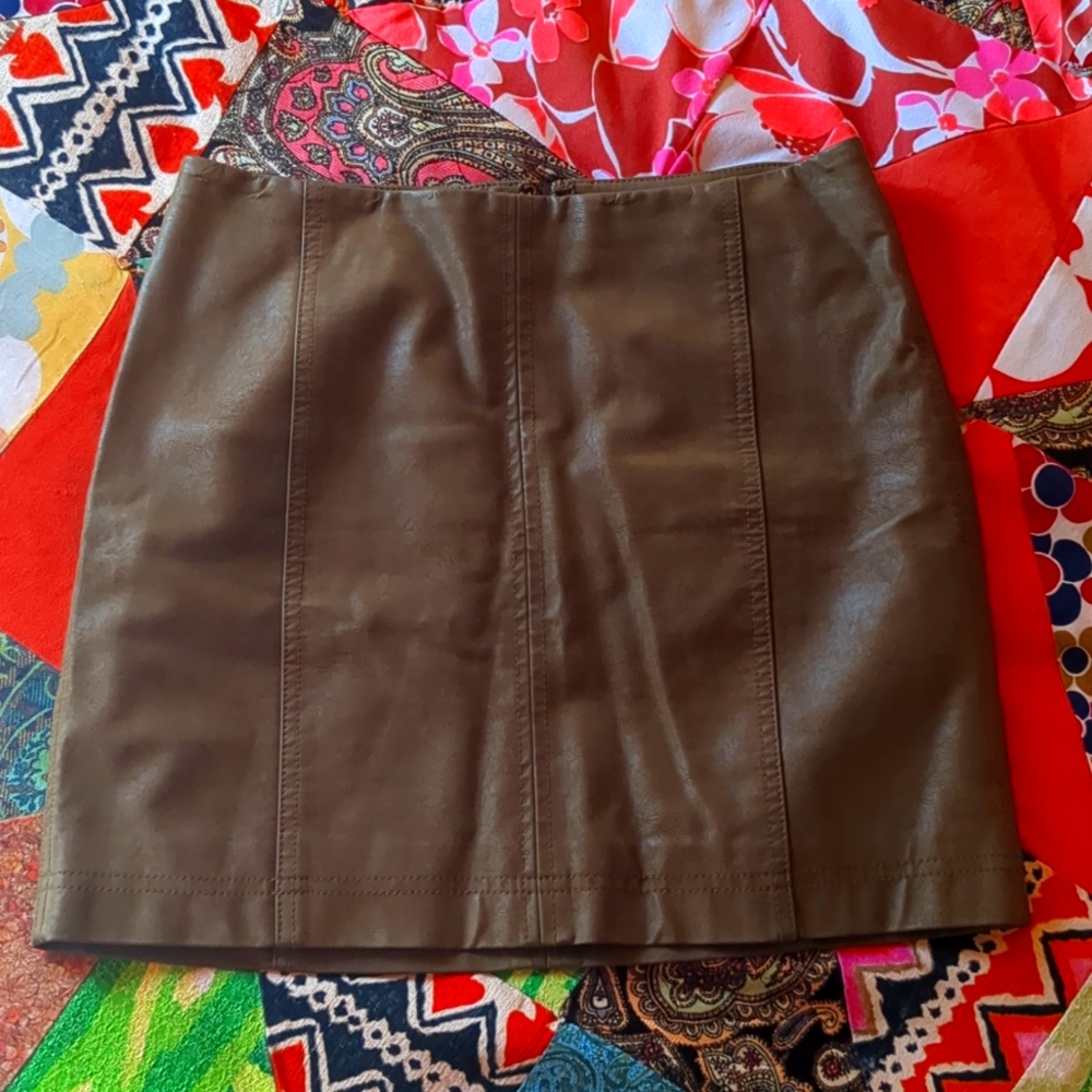 Free People faux leather suede mini skirt